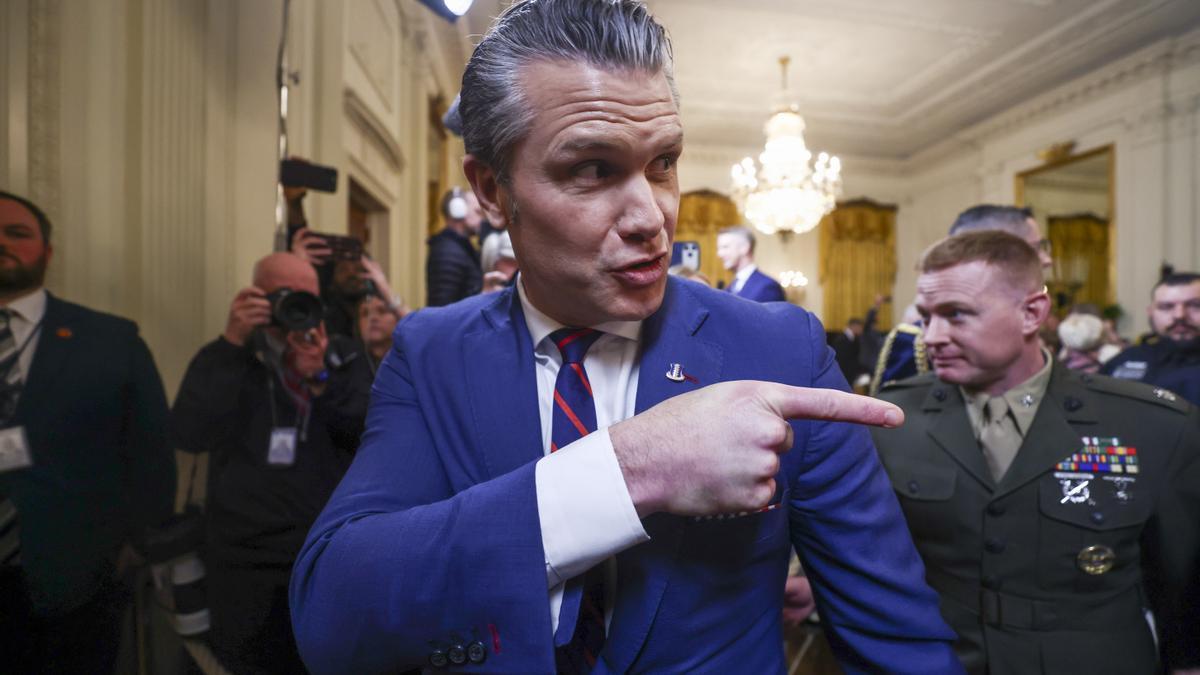 El secretario de Defensa de Donald Trump, Pete Hegseth, antes de intervenir en un acto en la Casa Blanca el pasado fin de semana.