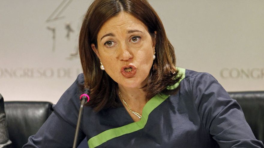 Soraya Rodríguez, este lunes en rueda de prensa en el Congreso, tras la presentación de los Presupuestos de 2014.