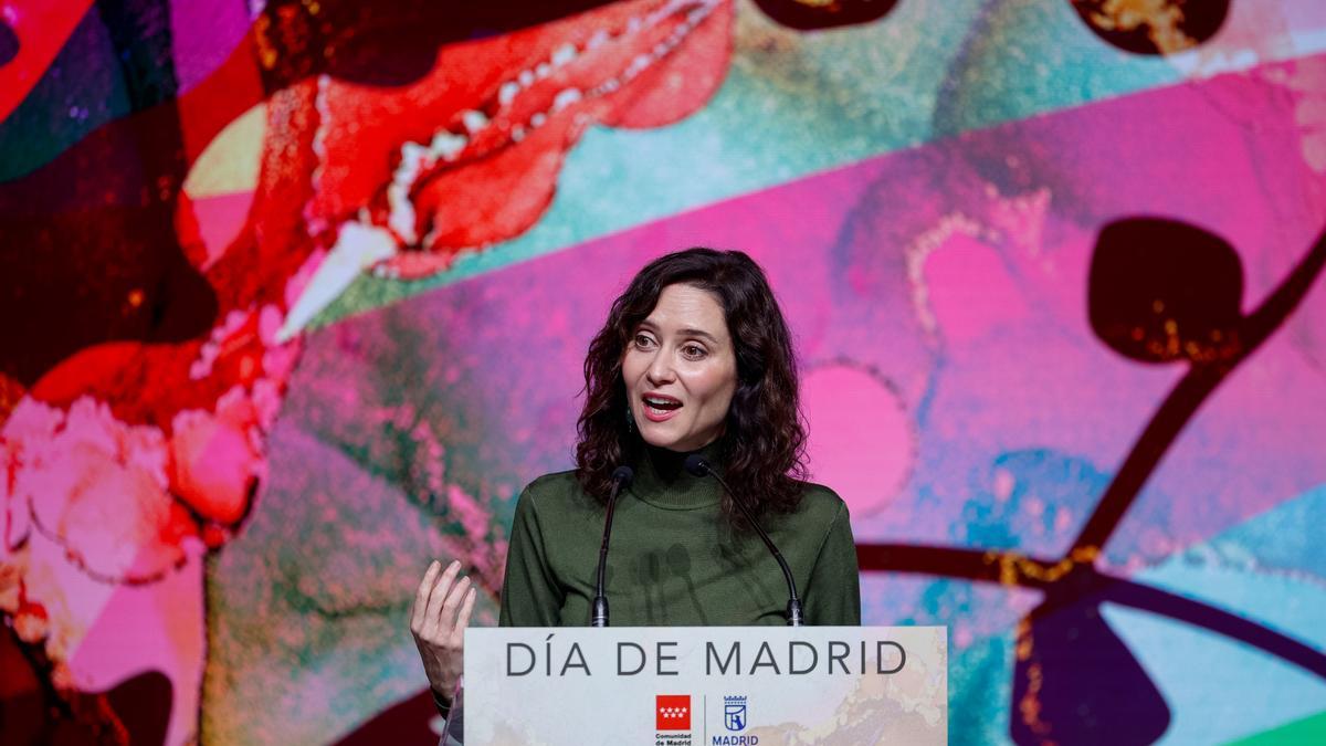 La presidenta de la Comunidad de Madrid, Isabel Díaz Ayuso, participa en el Día de Madrid en Fitur.