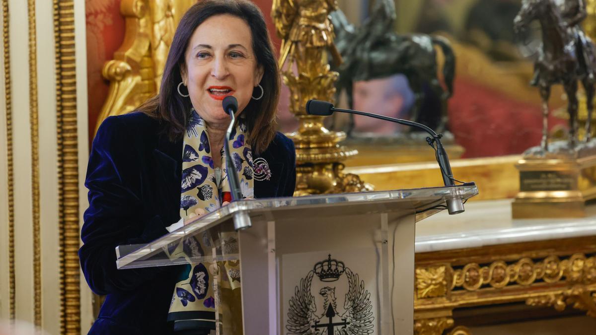 La ministra de Defensa, Margarita Robles, este viernes en el Cuartel General del Ejército de Tierra en Madrid.