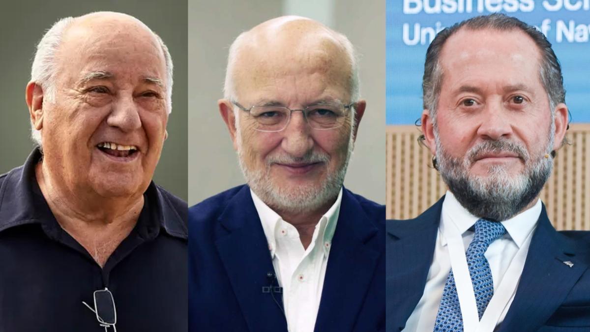 Amancio Ortega, Juan Roig y Juan Carlos Escotet, tres de las personas más ricas de España.