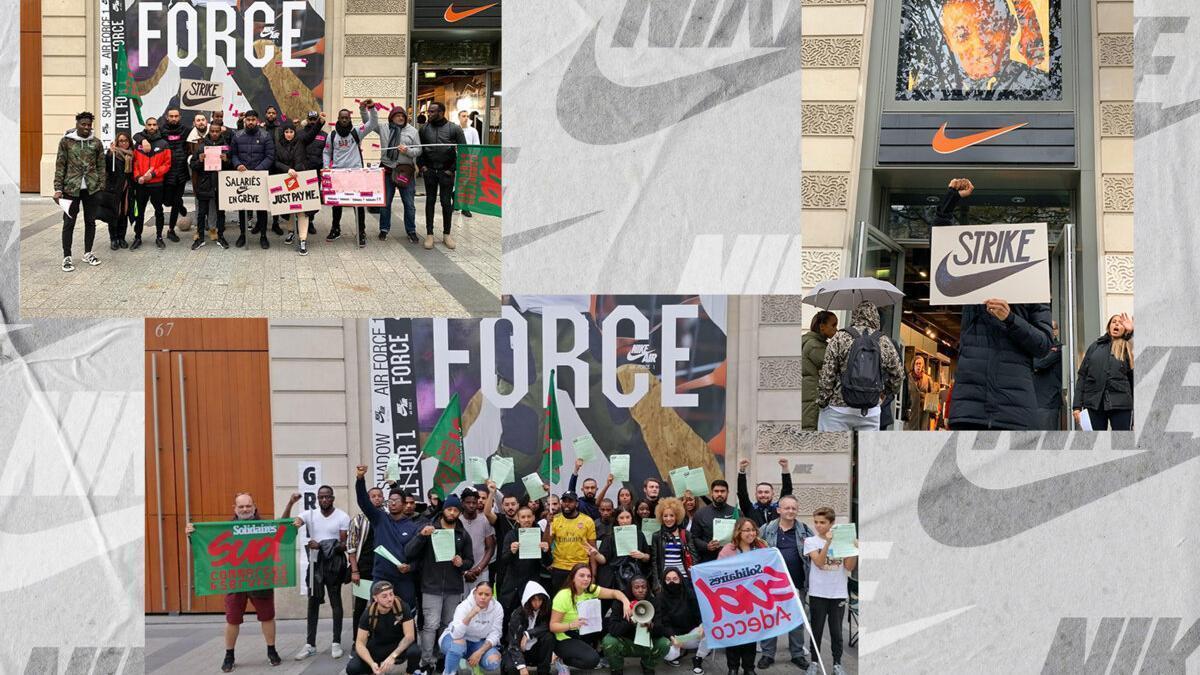 Empleados de Nike en huelga en 2019.