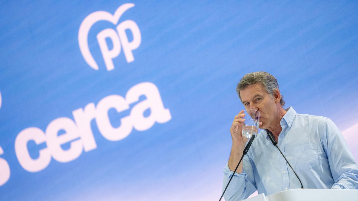 El presidente del PP, Alberto Núñez-Feijóo, interviene durante el XVI Congreso Extraordinario del PP catalán