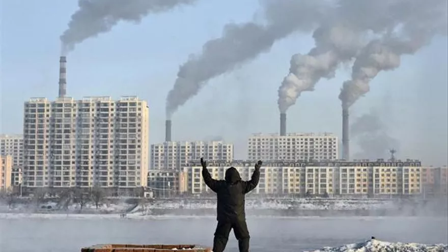 Protesta contra el uso de combustibles fósiles en China.