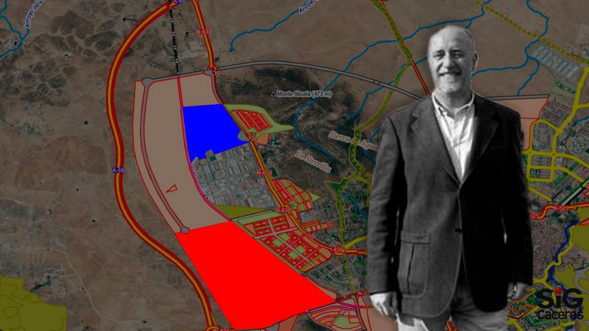 El concejal de Urbanismo de Cáceres, Tirso Leal, sobre una imagen de la ciudad.