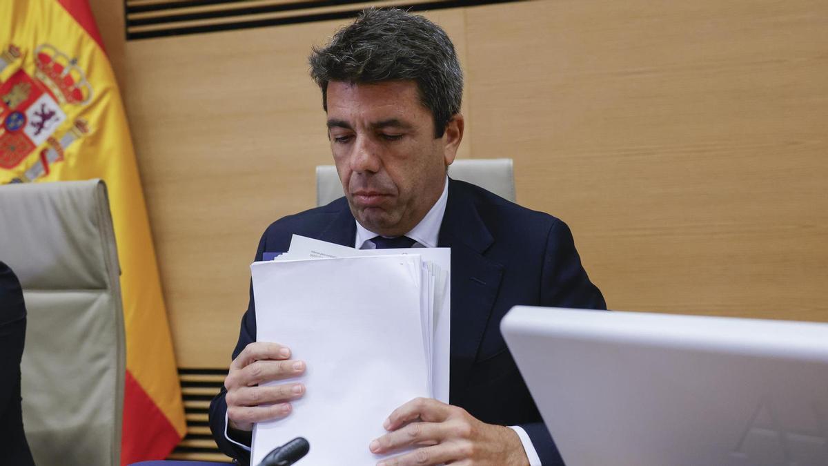 El presidente de la Generalitat valenciana en funciones Carlos Mazón comparece este lunes en la comisión de investigación de la dana del Congreso.
