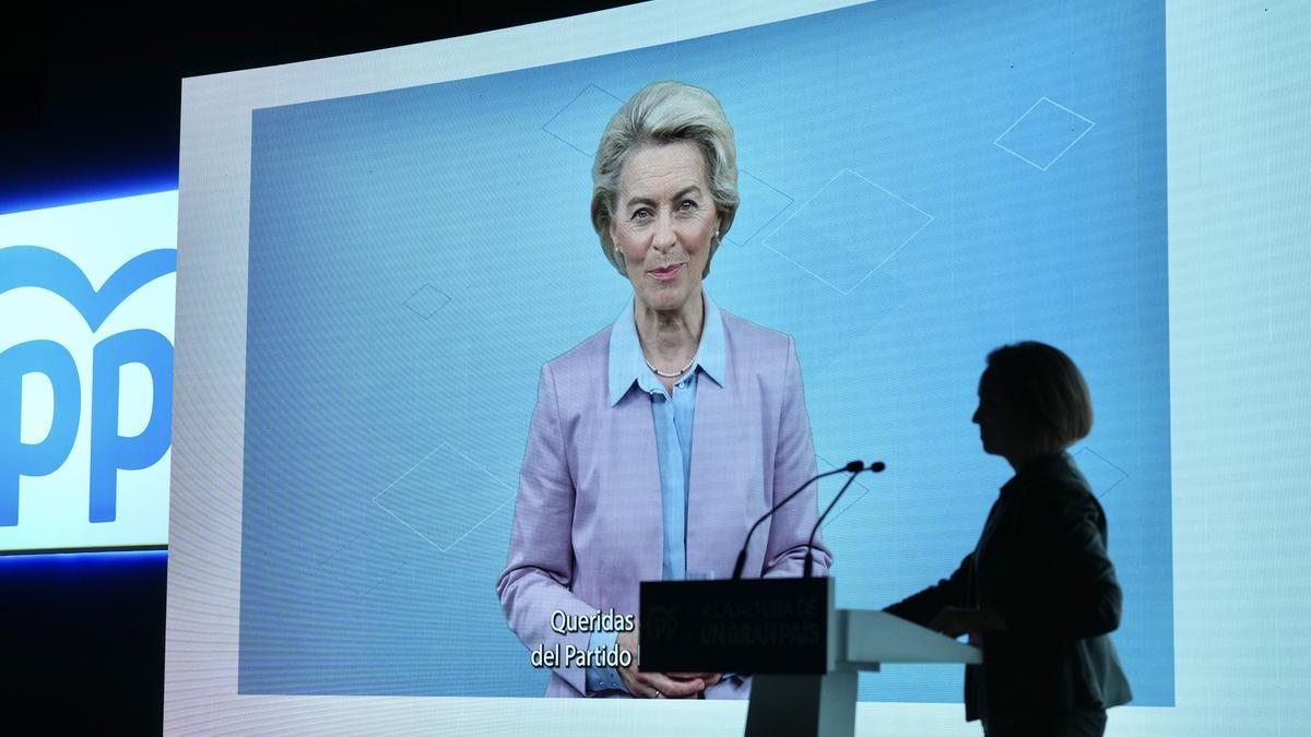 Ursula von der Leyen en el vídeo que ha visto el arranque de la XXV Interparlamentaria del PP que se celebra en Toledo.