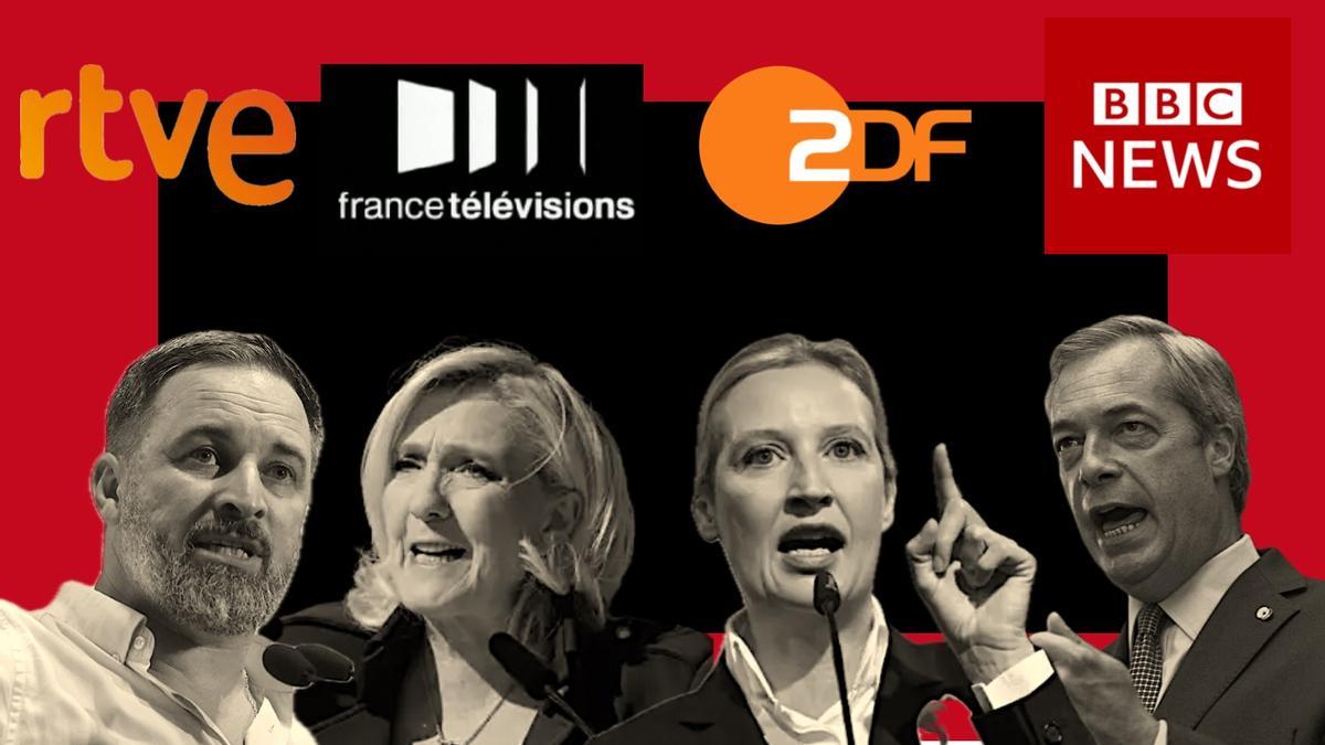 Santiago Abascal, Marine Le Pen, Alice Weidel y Nigel Farage, líderes ultras en España, Francia, Alemania y el Reino Unido.