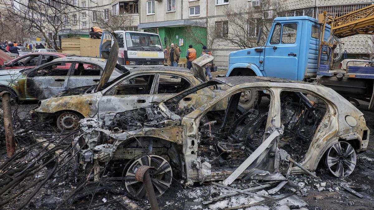 Ataque de un dron ruso en Kharkiv (Ucrania).