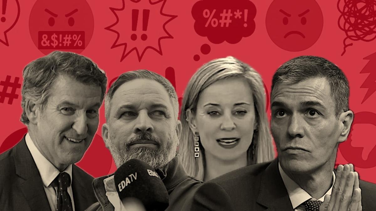 Alberto Núñez Feijóo, Santiago Abascal, Verónica Martínez y Pedro Sánchez.