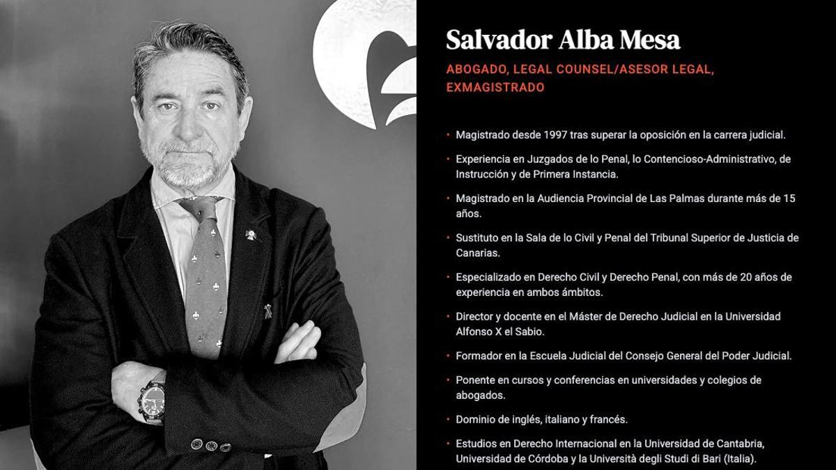 Imagen del exjuez Salvador Alba extraida de la web de Consortium Abogadis.