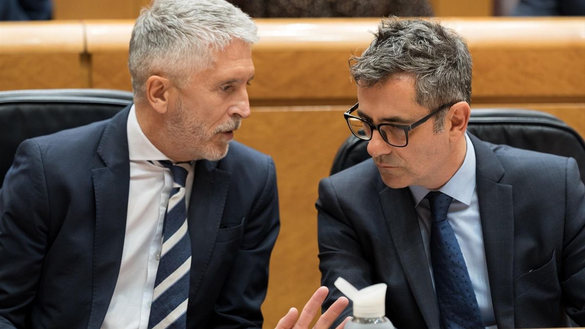 Fernando Grande-Marlaska, ministro del Interior, y Félix Bolaños, ministro de Presidencia, Justicia y Relaciones con las Cortes, en una sesión en el Senado.