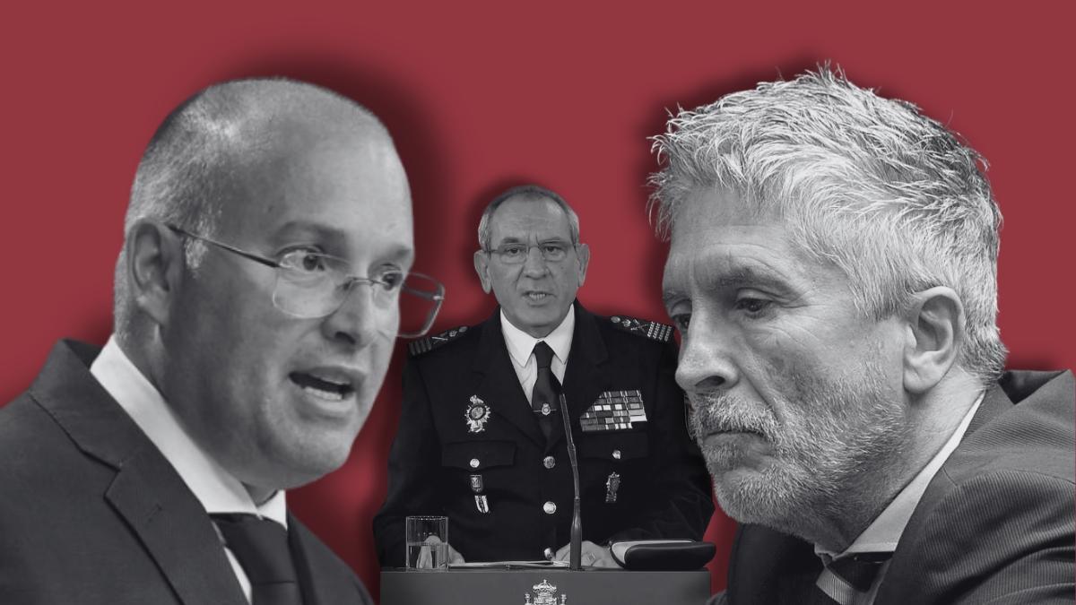 Miguel Tellado, José Ángel González y Fernando Grande-Marlaska.