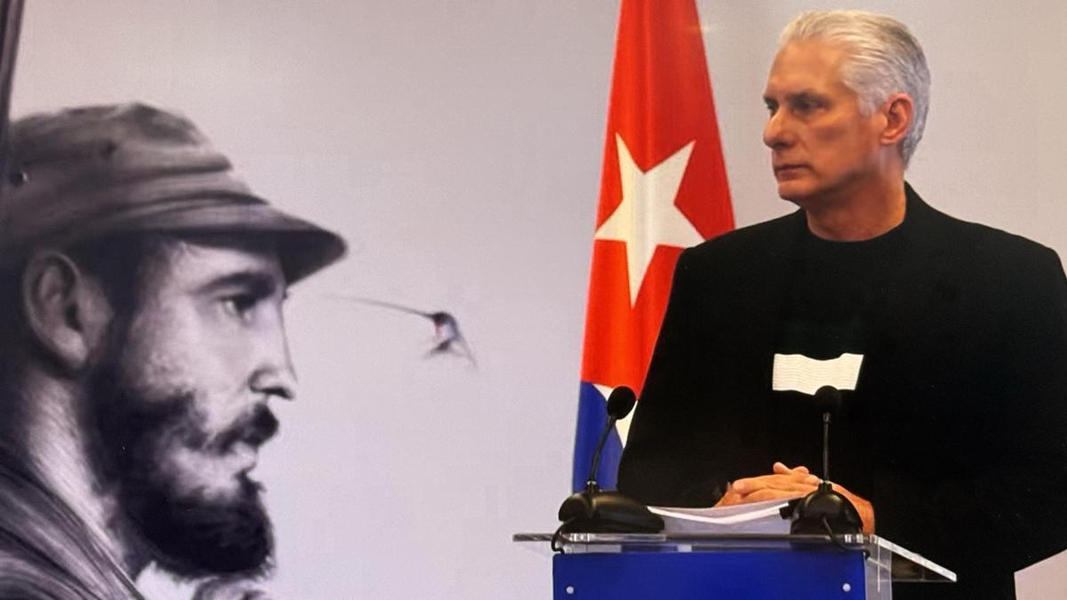 El presidente de Cuba, Miguel Díaz-Canel, durante su comparecencia.