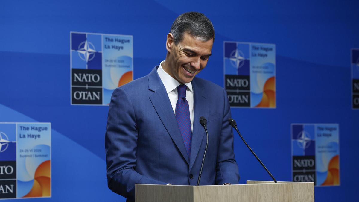 El presidente del Gobierno de España, Pedro Sánchez, ofrece una rueda de prensa en el marco de la cumbre de la OTAN.