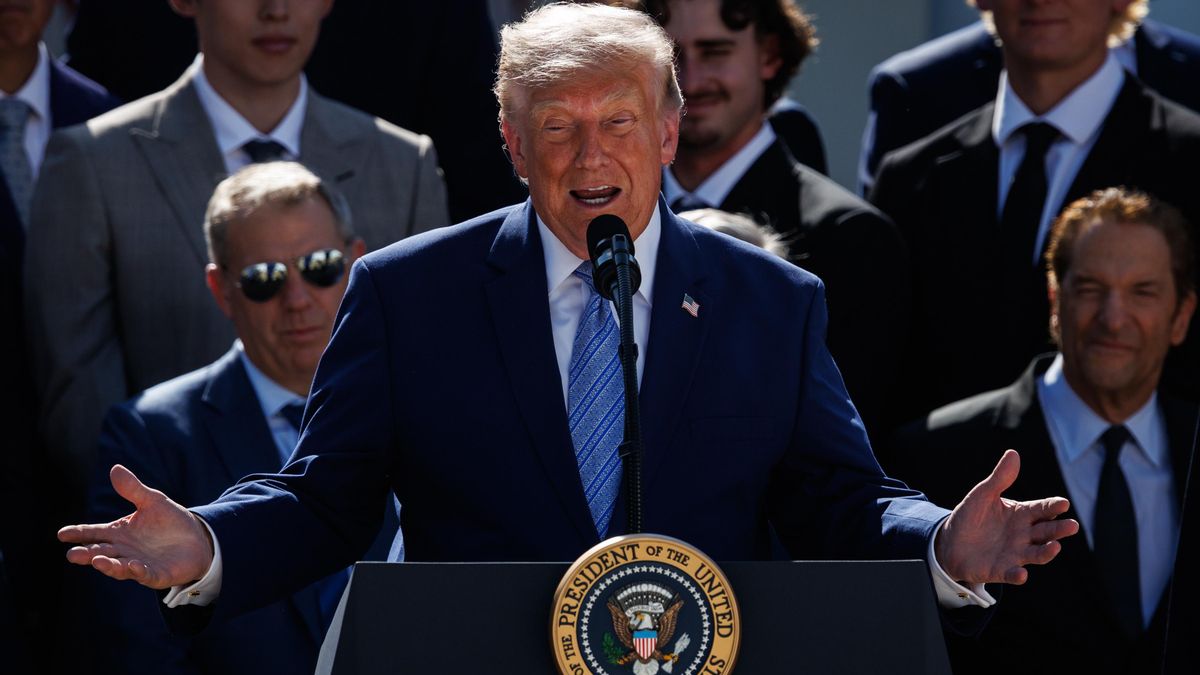 El presidente de EEUU, Donald Trump, durante un acto con los campeones de la Serie Mundial de la MLB de 2025, en la Casa Blanca.