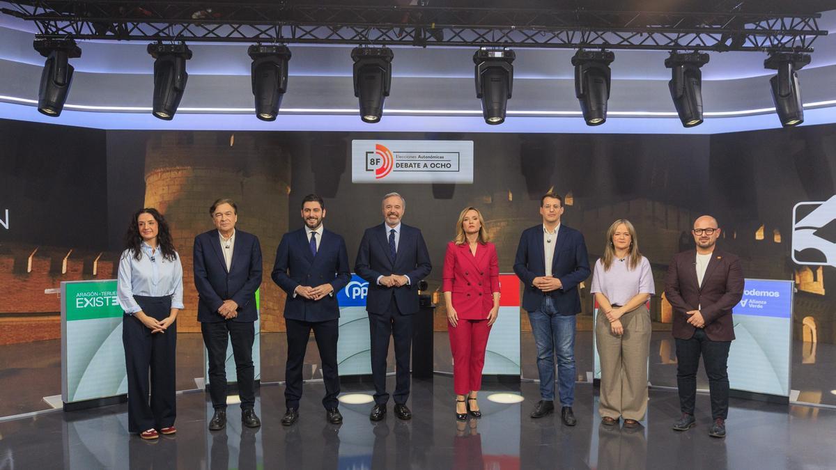 Los candidatos al 8F, durante el debate en Aragón TV.