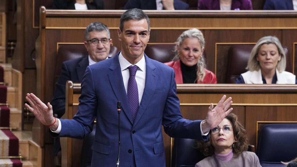 Sánchez. en la sesión de control al Gobierno en el Congreso