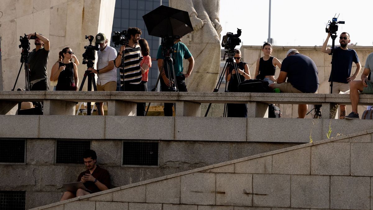 Periodistas en los exteriores de los juzgados de Plaza Castilla de Madrid, en una imagen de archivo.