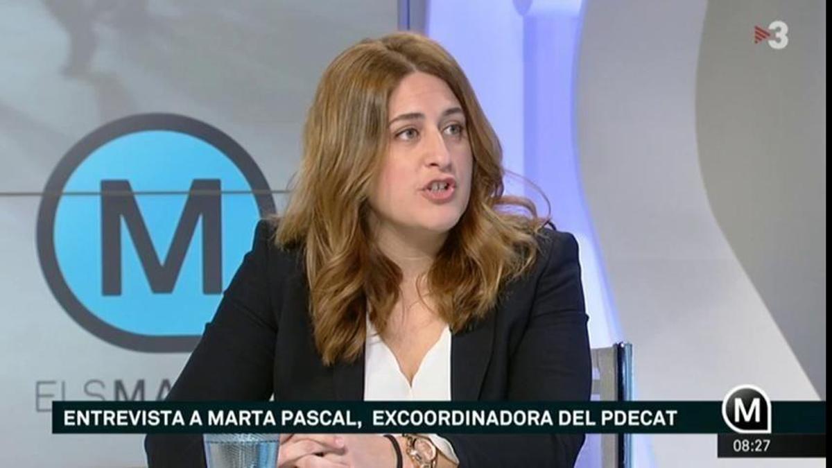 La excoordinadora del PDeCAT, Marta Pascal, este martes en TV3.