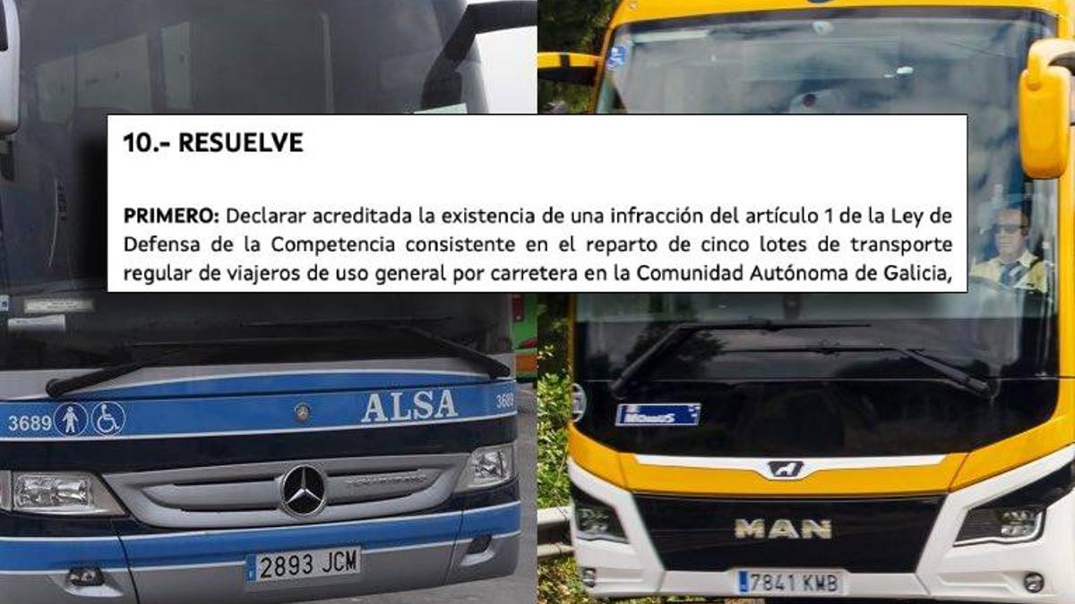Sanción de la Comisión Galega da Competencia a 21 empresas de Monbus y Alsa por repartirse el mercado.