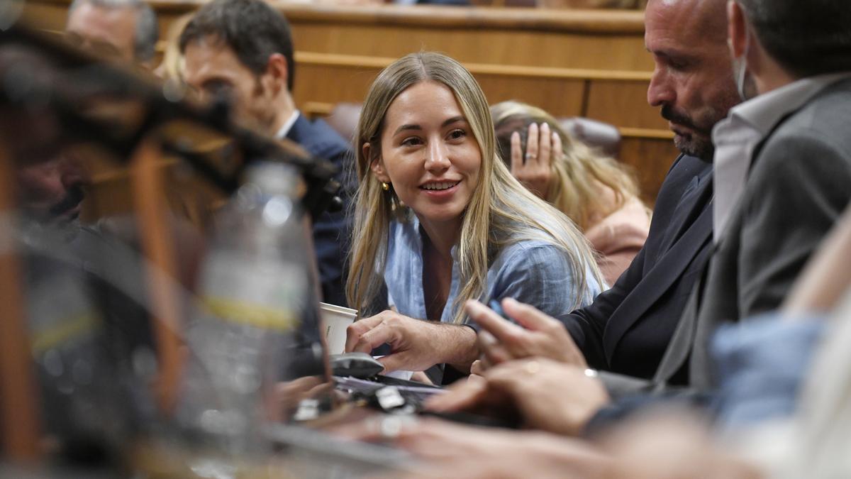 La diputada del PP Noelia Núñez durante una sesión plenaria extraordinaria, en el Congreso de los Diputados, a 22 de julio de 2025, en Madrid (España).