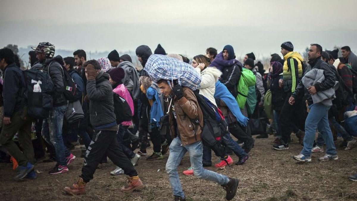 Imagen de refugiados sirios en Rigonice, Eslovenia.