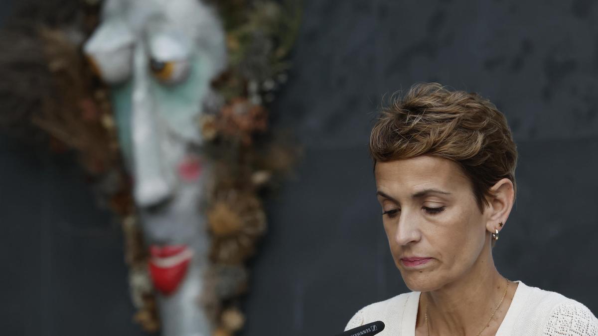 María Chivite presidenta de Navarra en rueda de prensa
