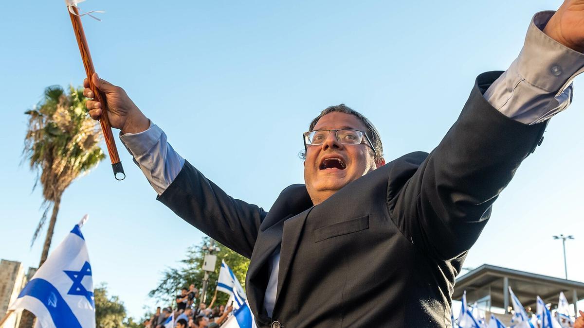 El ministro de Seguridad Nacional de Israel, Itamar Ben-Gvir, en la marcha del día de Jerusalén, el 26 de mayo de 2021.