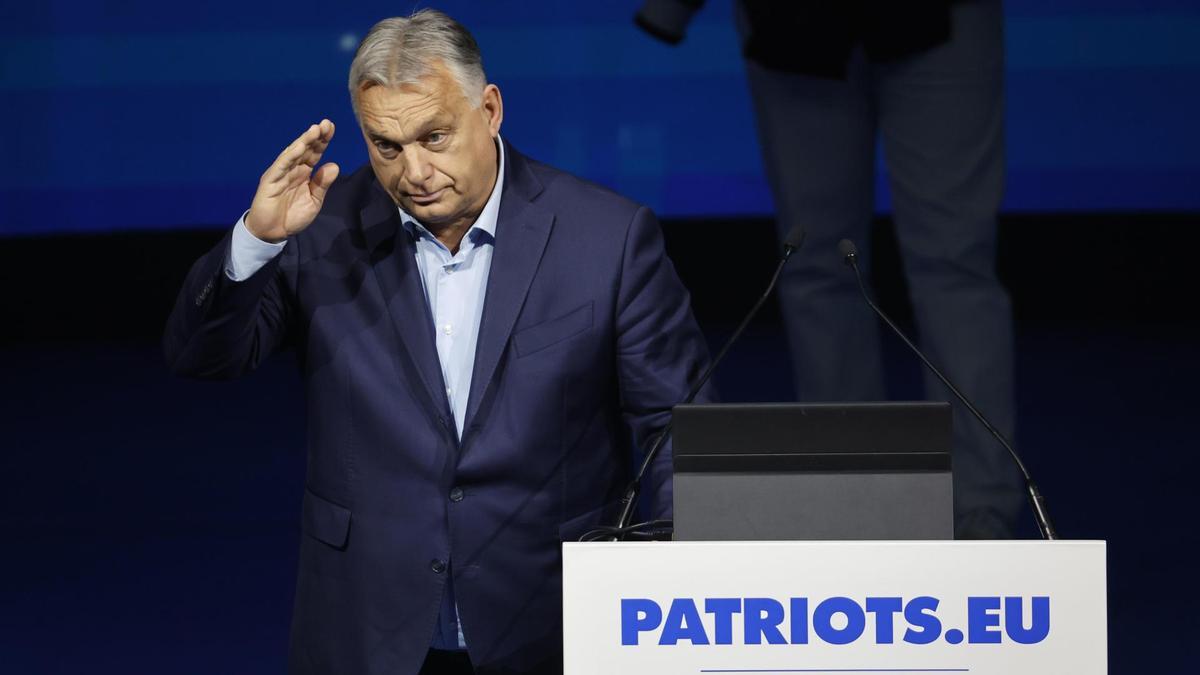El primer ministro húngaro, Viktor Orbán, participa en la primera cumbre de Patriotas.