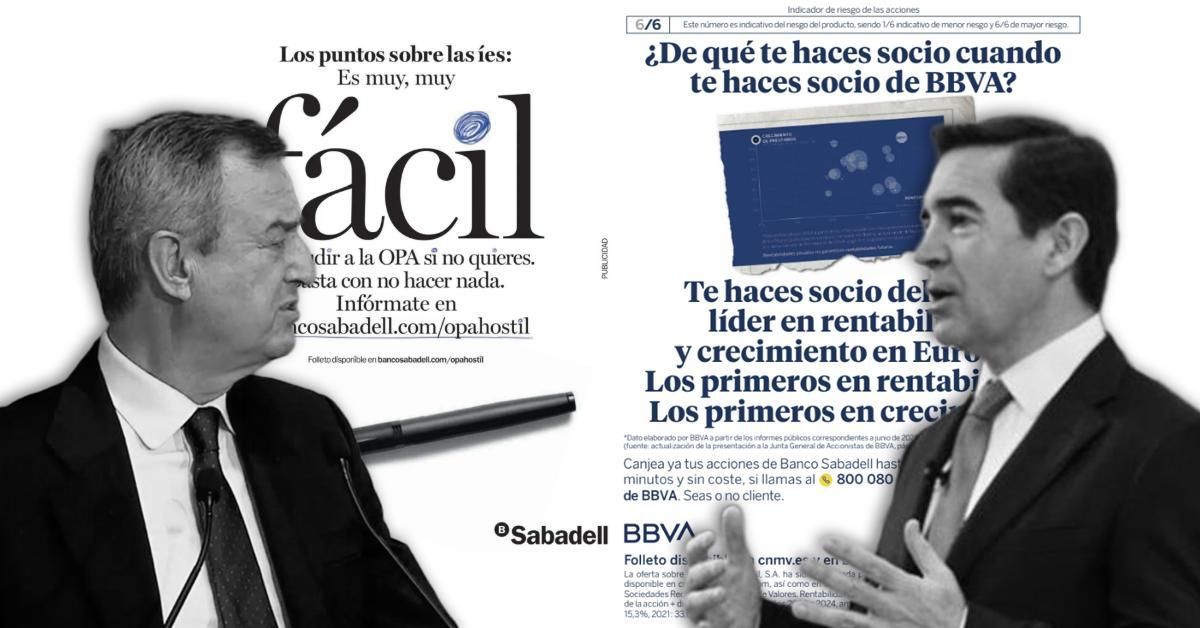 BBVA y Sabadell convierten su batalla por la opa en un duelo comercial que copa prensa, televisión y Spotify