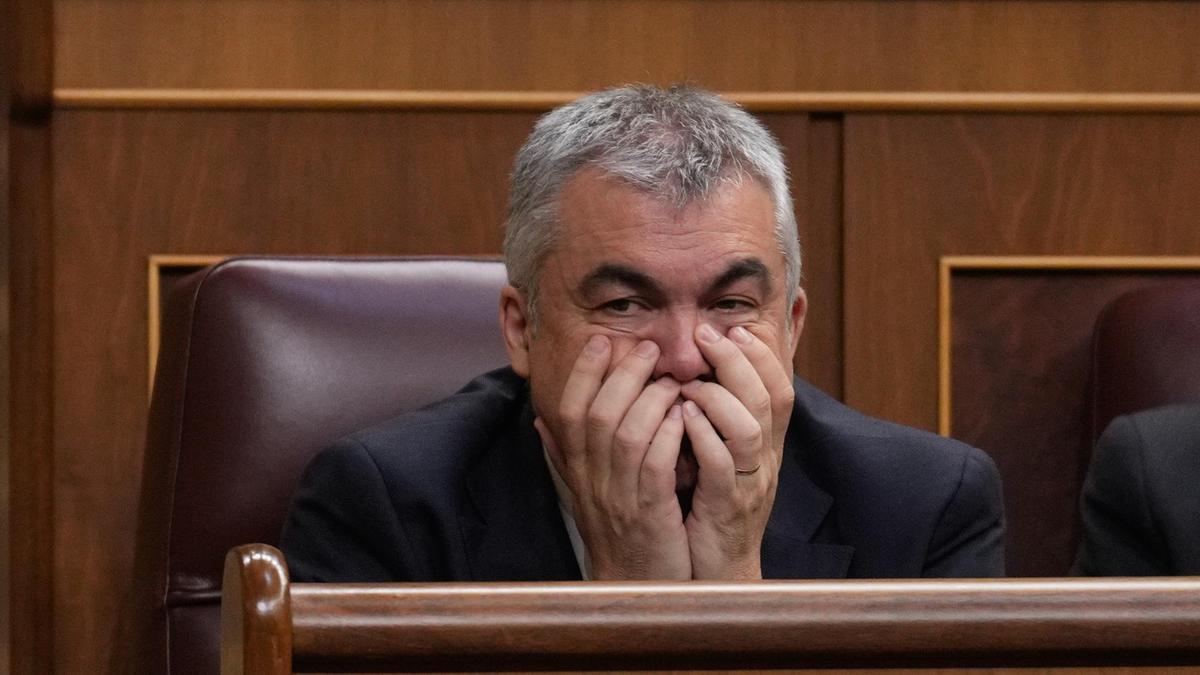 El diputado socialista Santos Cerdán durante el pleno celebrado este jueves en la Cámara Baja.