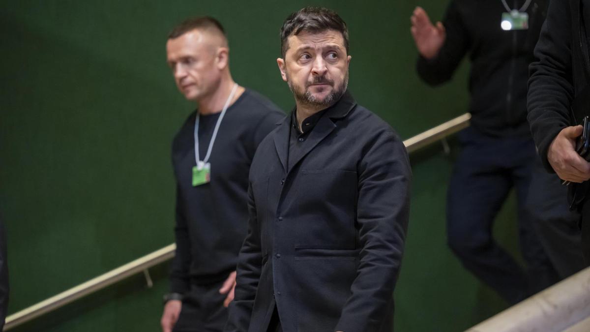 El presidente de Ucrania, Volodymyr Zelensky, durante la reunión del Foro Económico Mundial (FEM), en Davos.