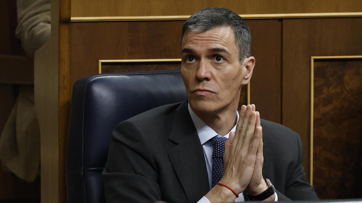 El presidente del Gobierno, Pedro Sánchez, durante el pleno en el Congreso de los Diputados