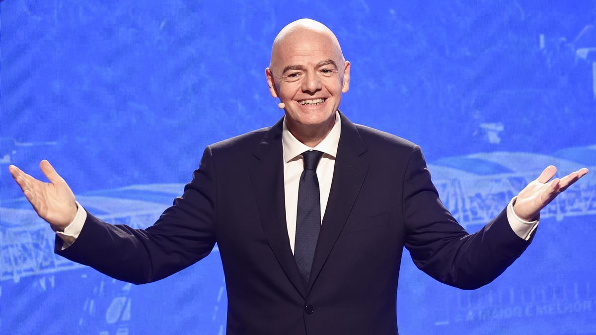 El presidente de la FIFA, Gianni Infantino, en el evento de lanzamiento de la Copa Mundial Femenina de la FIFA 2027.