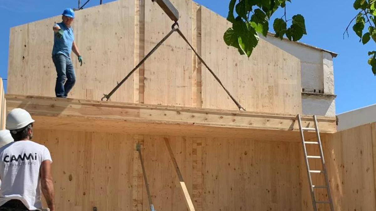 Construcción prefabricada con madera CLT de pinos mediterráneos en el campus de la Universitat Politècnica de València.