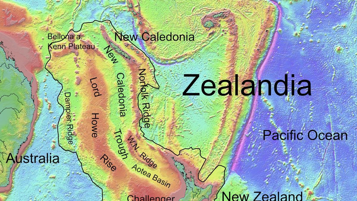 Zealandia, mapa topográfico.
