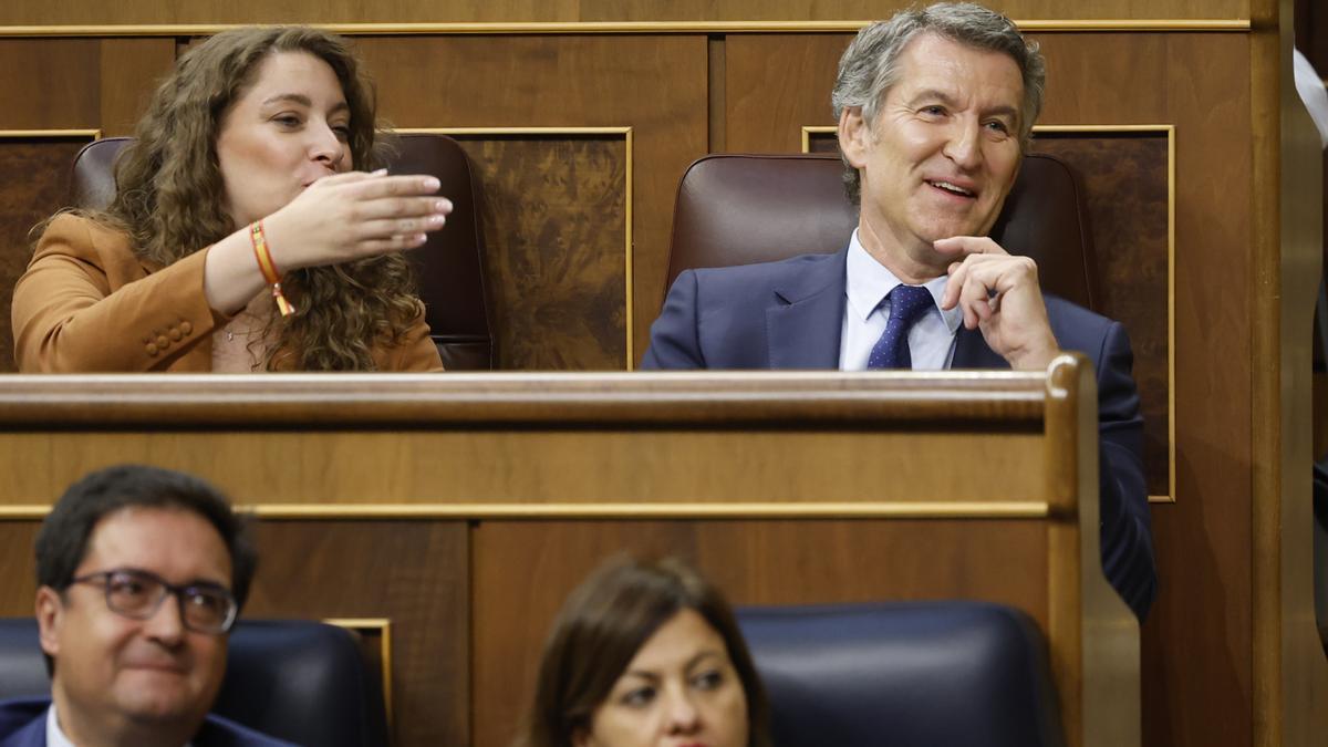 Ester Muñoz y Alberto Núñez Feijóo, en el Congreso