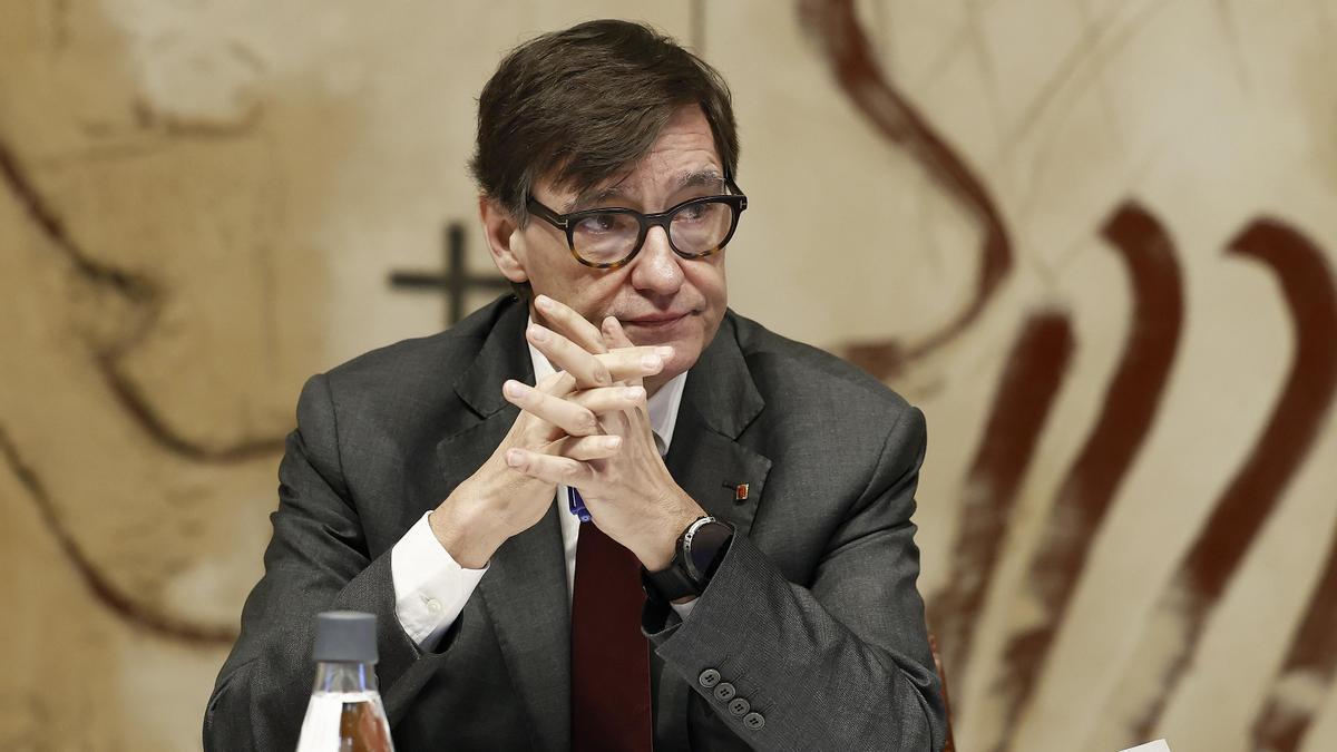 El presidente de la Generalitat, Salvador Illa, durante la reunión semanal del Govern.