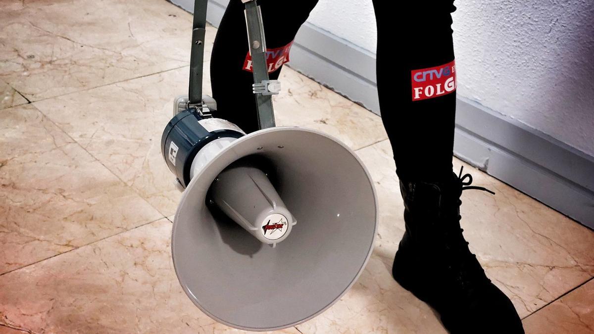 Concentración en las instalaciones de la CSAG durante una huelga en 2024.