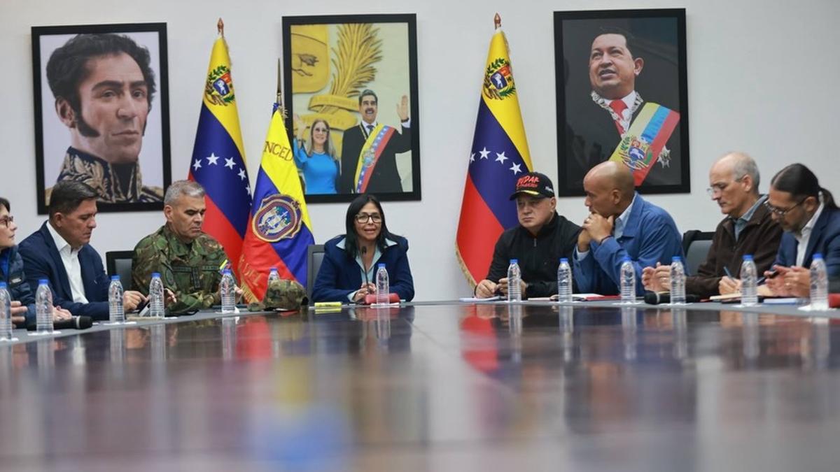 Imagen de Delcy Rodríguez presidiendo el gobierno de Venezuela tras la detención de Nicolás Maduro