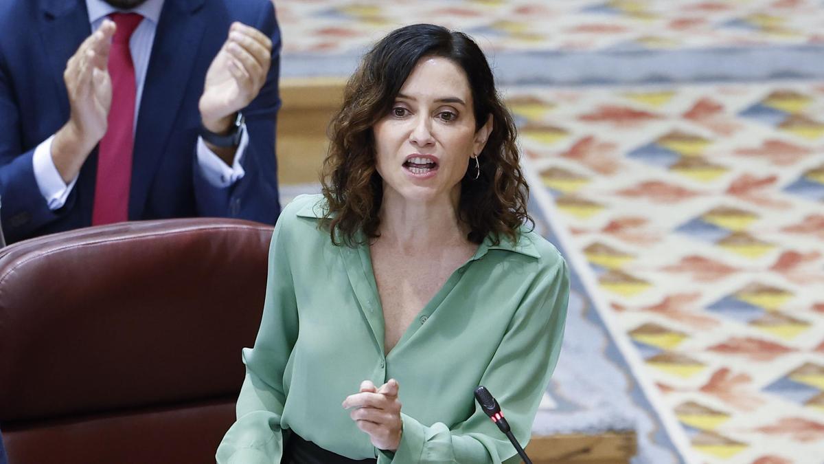Isabel Díaz Ayuso en el Pleno de la Asamblea de Madrid.