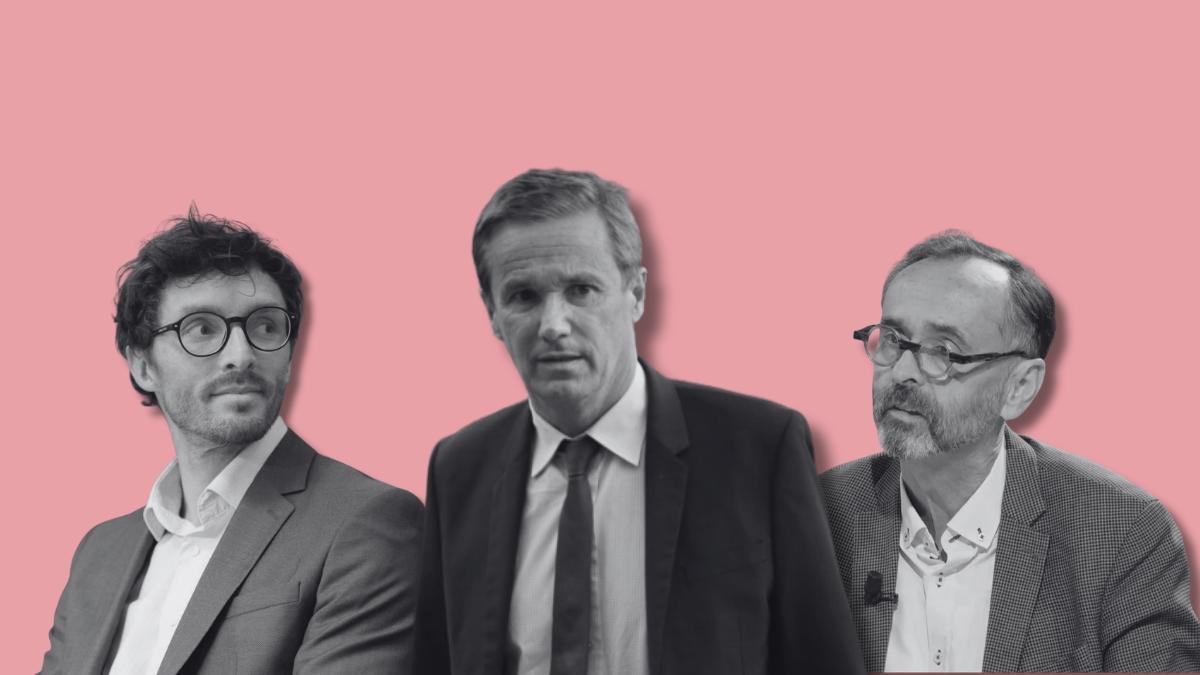 De izquierda a derecha los políticos Alexandre Allegret-Pilot, Nicolas Dupont-Aignan y Robert Ménard.
