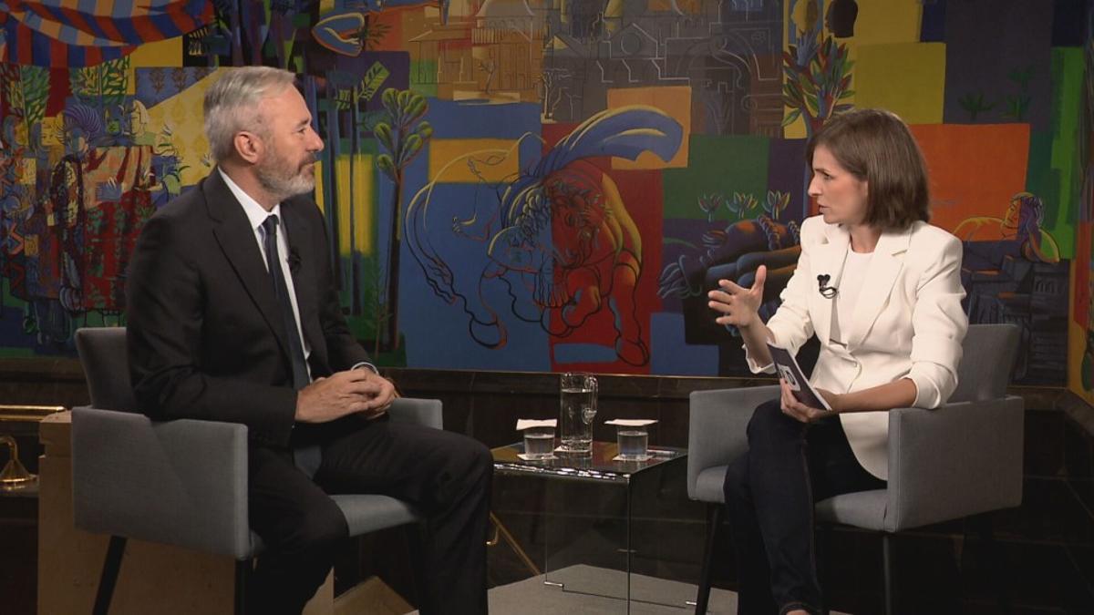 El presidente Jorge Azcón, durante una entrevista en Aragón TV.