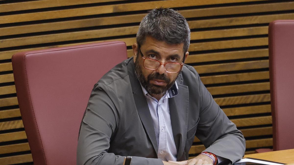El diputado Carlos Mazón durante una sesión de control, en les Corts Valencianes.