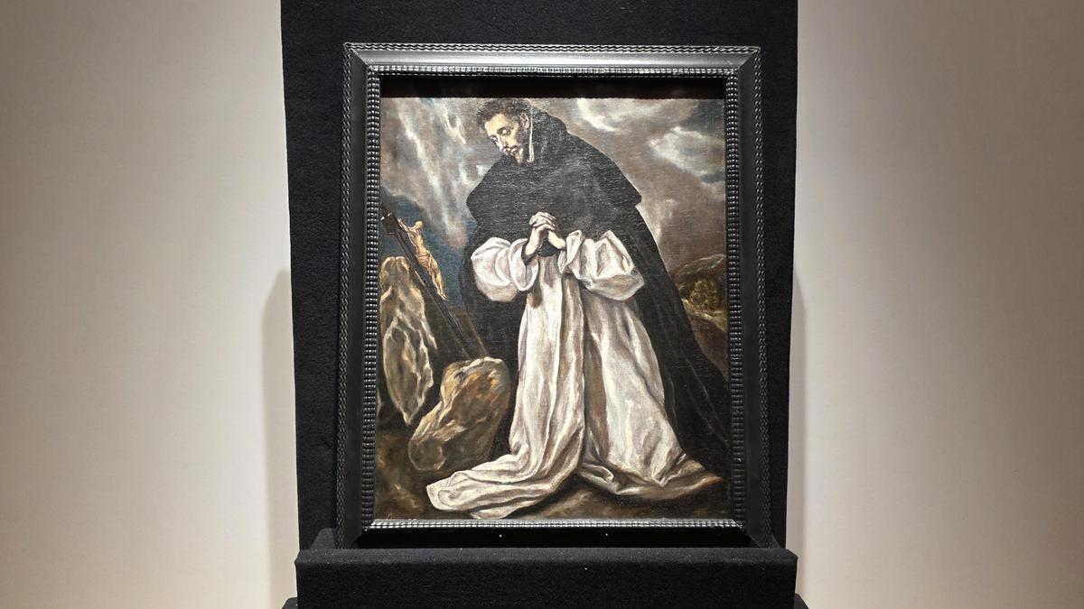 Fotografía que muestra la obra 'Santo Domingo en oración' (1610) de El Greco este viernes, en Nueva York.