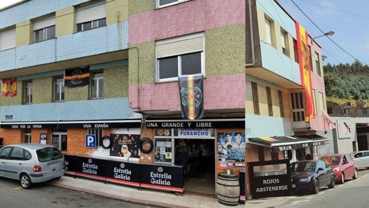 Simbología y mensajes fascistas en un local hostelero de Arteixo.