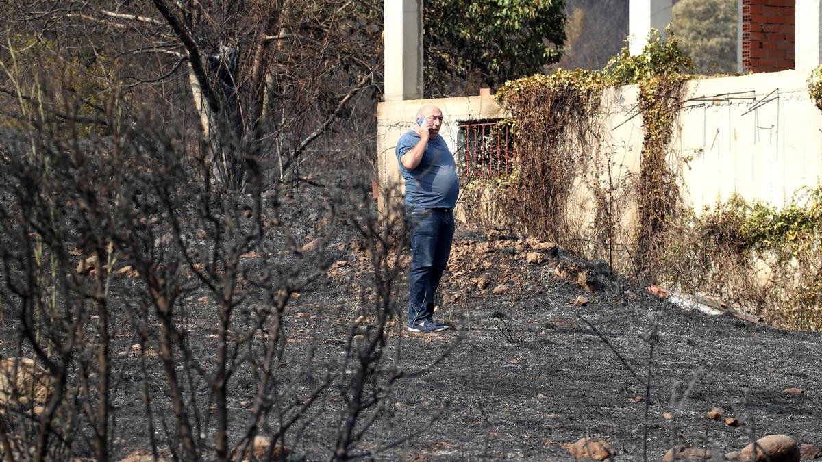 Yeres despúes de los efectos del fuego declarado en la localidad leonesa y que ha afectado al espacio natural de Las Médulas.