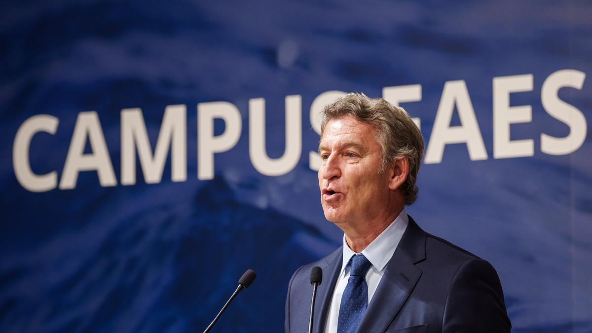 El presidente del PP, ALberto Núñez Feijóo, durante la clausura del Campus FAES