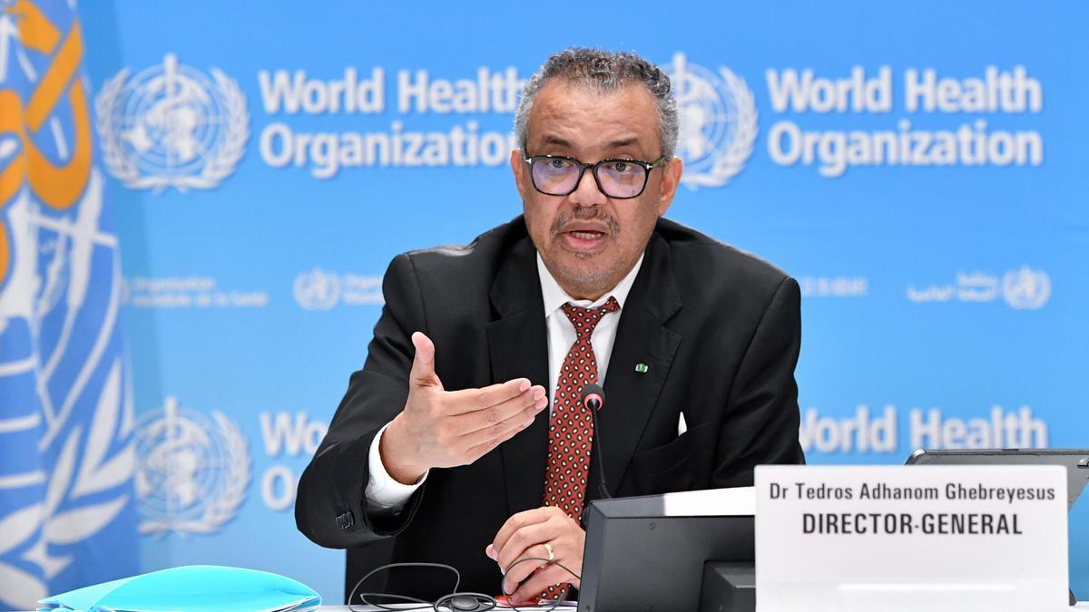Imagen de archivo del director general de la Organización Mundial de la Salud (OMS), Tedros Adhanom Ghebreyesus, habla durante una rueda de prensa en la sede de la OMS.
